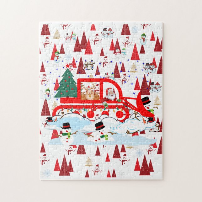 Funny Christmas Santa Ploughing Snowmen Jigsaw Puzzle (Vertical)