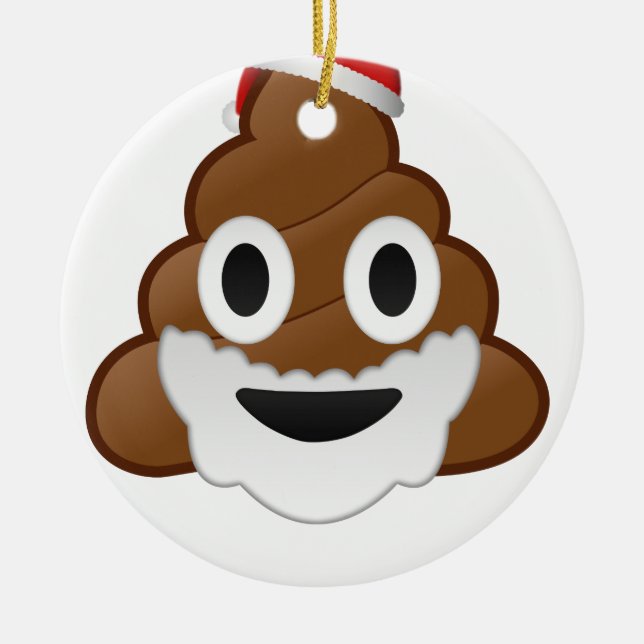 Funny Christmas Santa Poop Emoji Ceramic Tree Decoration (Front)