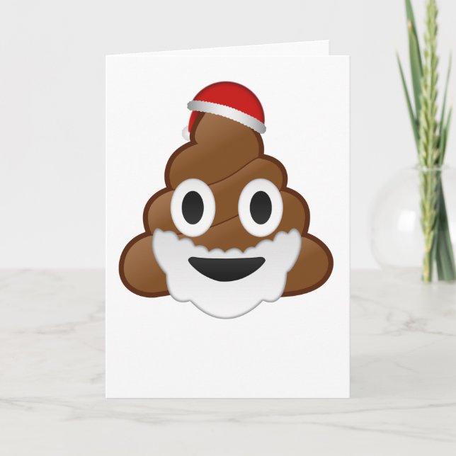 Funny Christmas Santa Poop Emoji Holiday Card (Front)