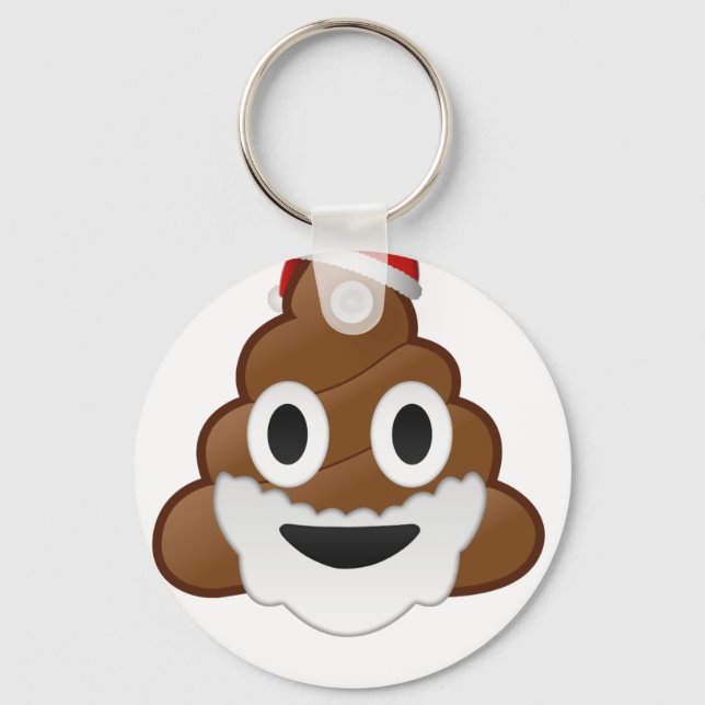 Funny Christmas Santa Poop Emoji Key Ring (Front)