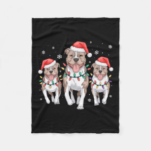 Funny Christmas Santa Reindeer Cute Pitbull Santa  Fleece Blanket