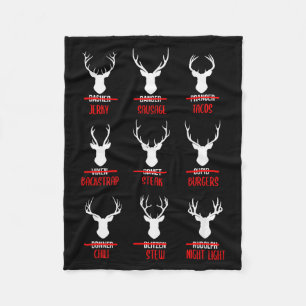 Funny Christmas Santa Reindeer List Pajamas For De Fleece Blanket