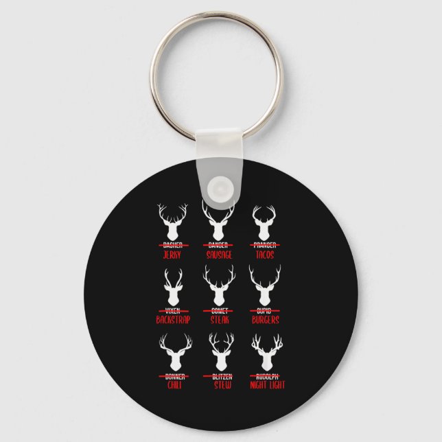 Funny Christmas Santa Reindeer List Pajamas For De Key Ring (Front)