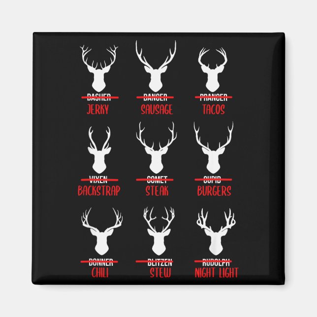 Funny Christmas Santa Reindeer List Pajamas For De Magnet (Front)