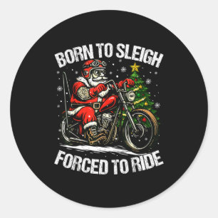 Funny Christmas Santa Riding Motorcycle Bike Biker Classic Round Sticker