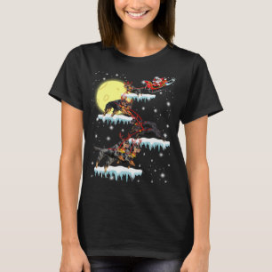 Funny Christmas Santa Riding Rottweiler Reindeer C T-Shirt