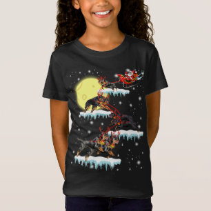 Funny Christmas Santa Riding Rottweiler Reindeer C T-Shirt