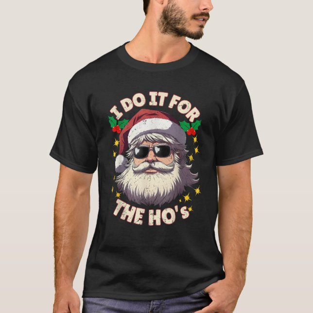 Funny Christmas Santa s Favourite Ho Naughty Pajam T-Shirt (Front)