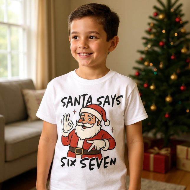Funny Christmas Santa Says Six Seven 67 Kids T-Shirt (Creator Uploaded)