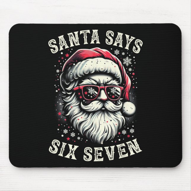Funny Christmas Santa Six Seven 6-7 Meme Brain Rot Mouse Mat (Front)
