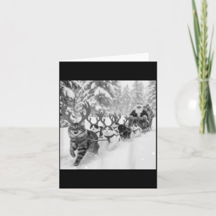 Funny Christmas Santa Sleigh Cats Reindeer Selfie  Card
