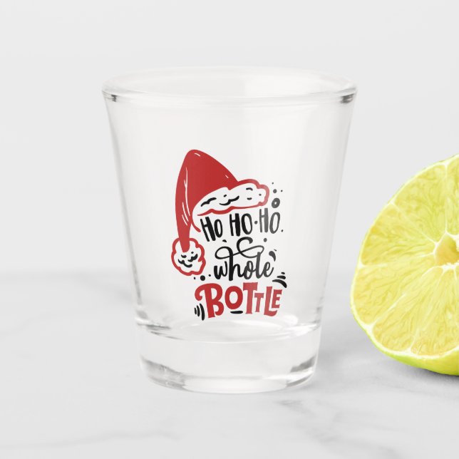 funny Christmas Santa word art Shot Glass (Front)