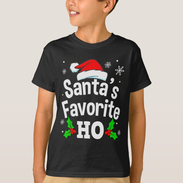 Funny Christmas Santa's Favorite Ho Naughty Pajama T-Shirt (Front)