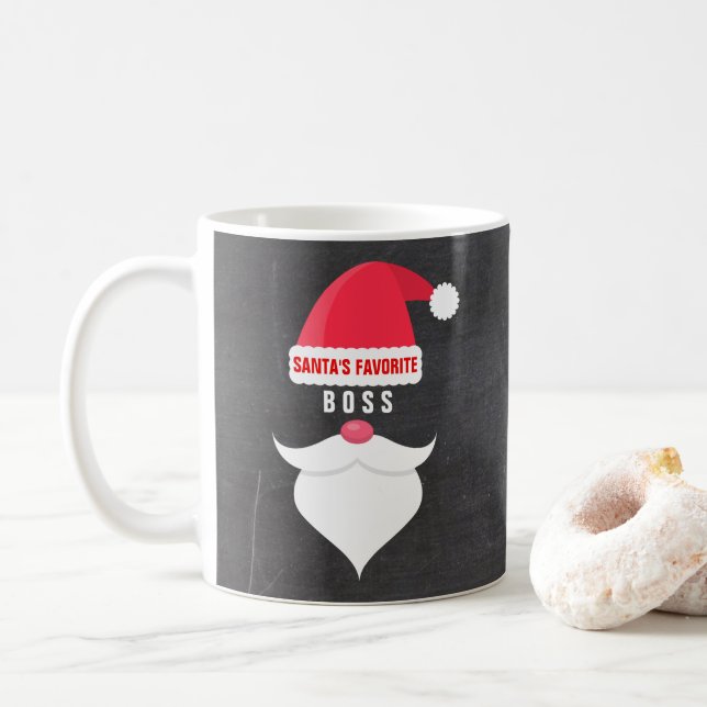 Funny Christmas Santa's Favourite Boss Custom Coffee Mug (With Donut)
