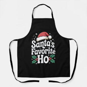 Funny Christmas Santa's Favourite Ho Naughty Pajam Apron