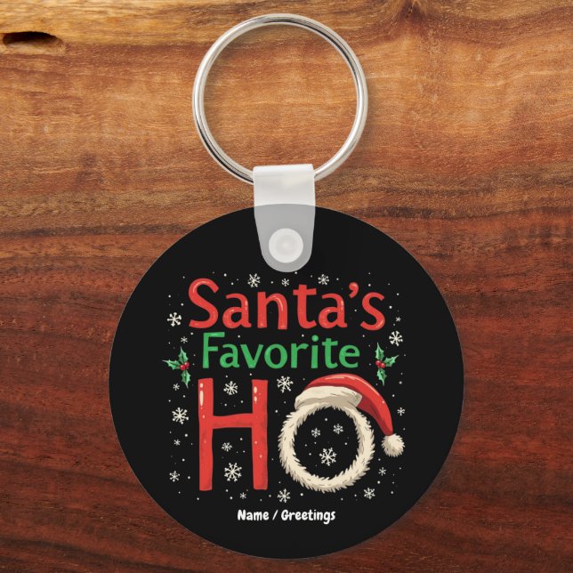 Funny Christmas Santa's Favourite Ho Xmas Pajama Key Ring (Front)