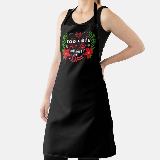 funny Christmas Santa's list word art Apron (Insitu)