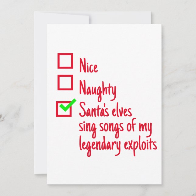 Funny Christmas Santa's Naughty or Nice  Holiday Card (Front)