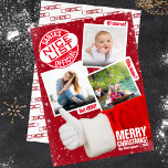Funny Christmas Santa's Official Nice List | Photo Holiday Card<br><div class="desc">Show off the 'receipts' of your confirmed nice status with an adorably cute Christmas photo card with Santa himself giving the thumbs up on his nice list photo files. With a huge stamp of approval in the top left this funny three-photo holiday greeting card makes no mistke of who made...</div>
