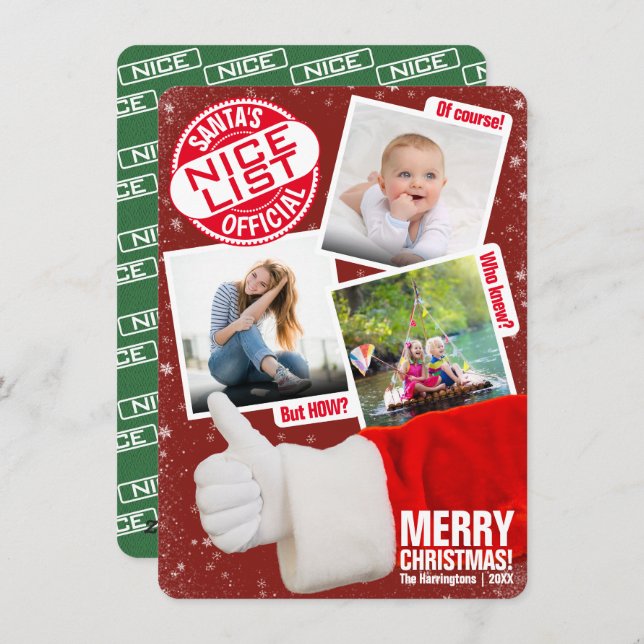 Funny Christmas Santa's Official Nice List | Photo Holiday Card (Front/Back)