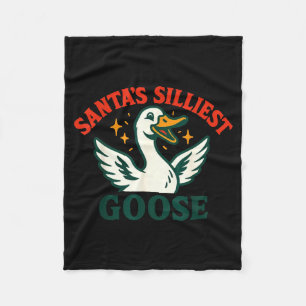 Funny Christmas Santas Silliest Goose Humor Fleece Blanket