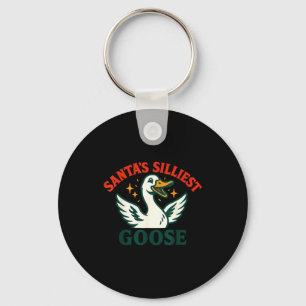 Funny Christmas Santas Silliest Goose Humor Key Ring