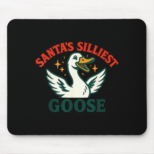 Funny Christmas Santas Silliest Goose Humor  Mouse Mat (Front)