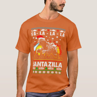 Funny Christmas Santazilla Japanese Monster Dinosa T-Shirt