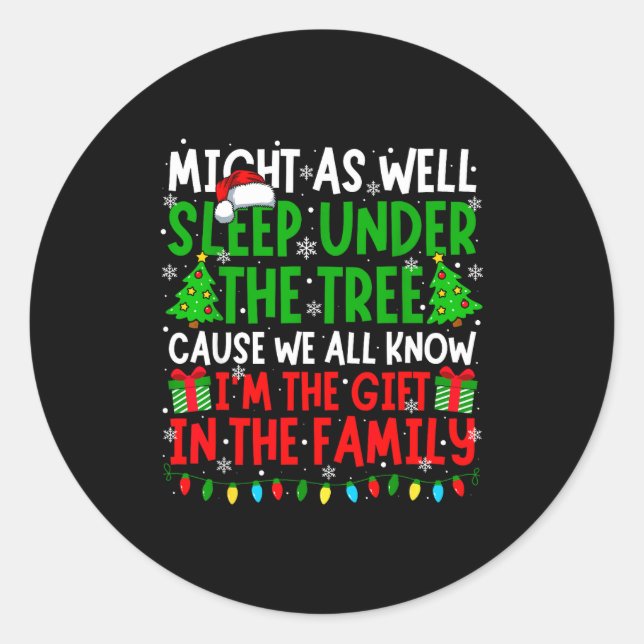 Funny Christmas Saying Retro Xmas Sarcastic Men Wo Classic Round Sticker (Front)