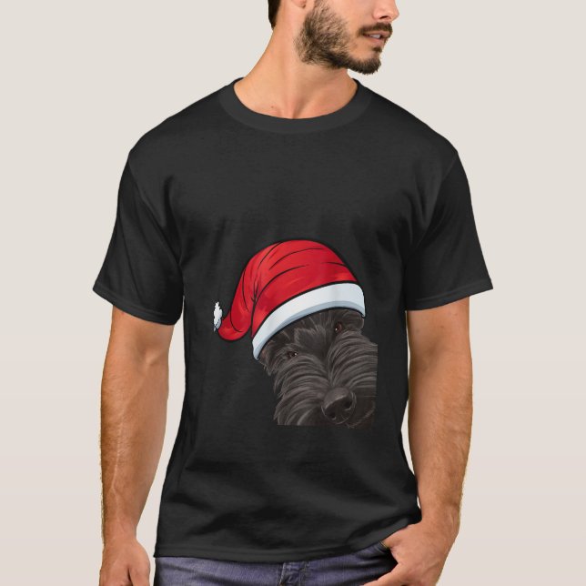 Funny Christmas Scottie Dog Xmas Santa Scottish Te T-Shirt (Front)