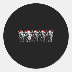 Funny Christmas Scottish Highland Cow Xmas Farm An Classic Round Sticker