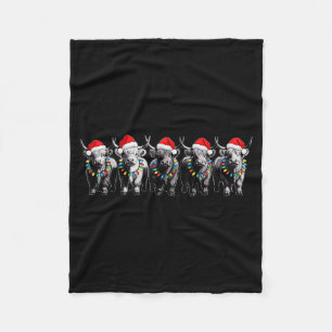 Funny Christmas Scottish Highland Cow Xmas Farm An Fleece Blanket