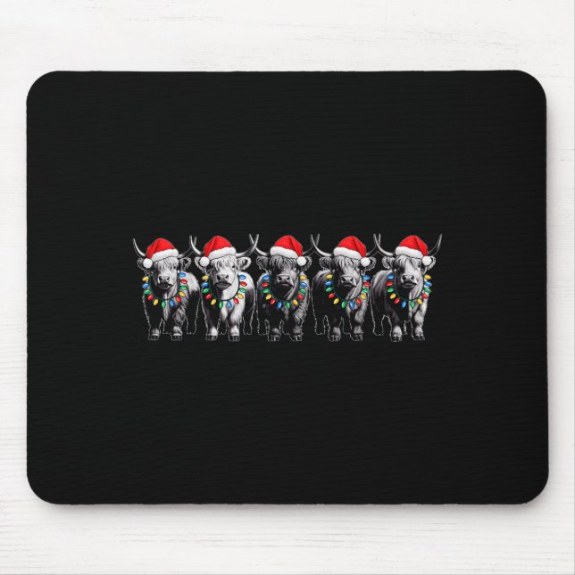 Funny Christmas Scottish Highland Cow Xmas Farm An Mouse Mat (Front)