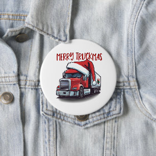 Funny Christmas Semi Transport Truck Truckmas 10 Cm Round Badge