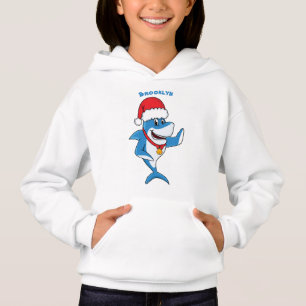 Funny Christmas shark cartoon illustration