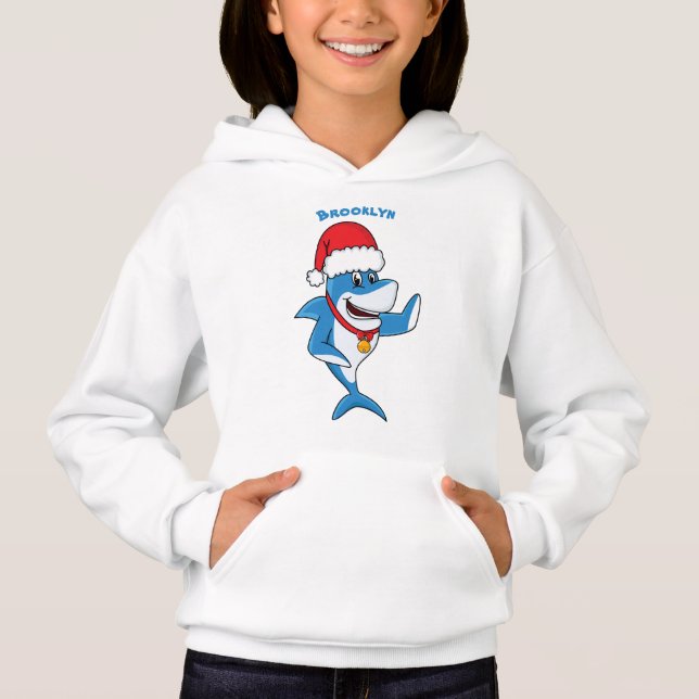 Funny Christmas shark cartoon illustration (Front)
