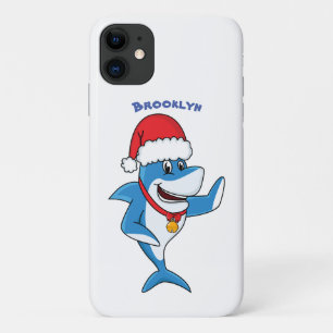 Funny Christmas shark cartoon illustration iPhone 11 Case