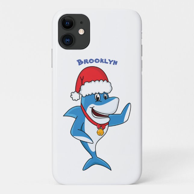 Funny Christmas shark cartoon illustration Case-Mate iPhone Case (Back)