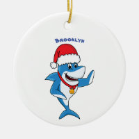 Funny Christmas shark cartoon illustration