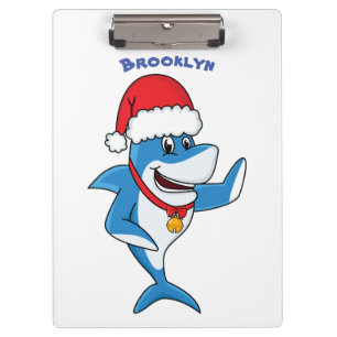 Funny Christmas shark cartoon illustration Clipboard