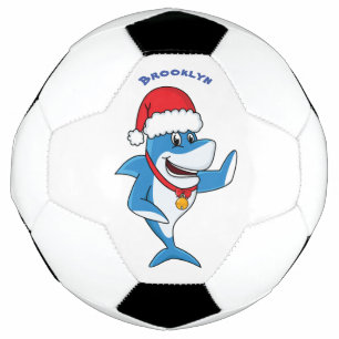 Funny Christmas shark cartoon illustration Football