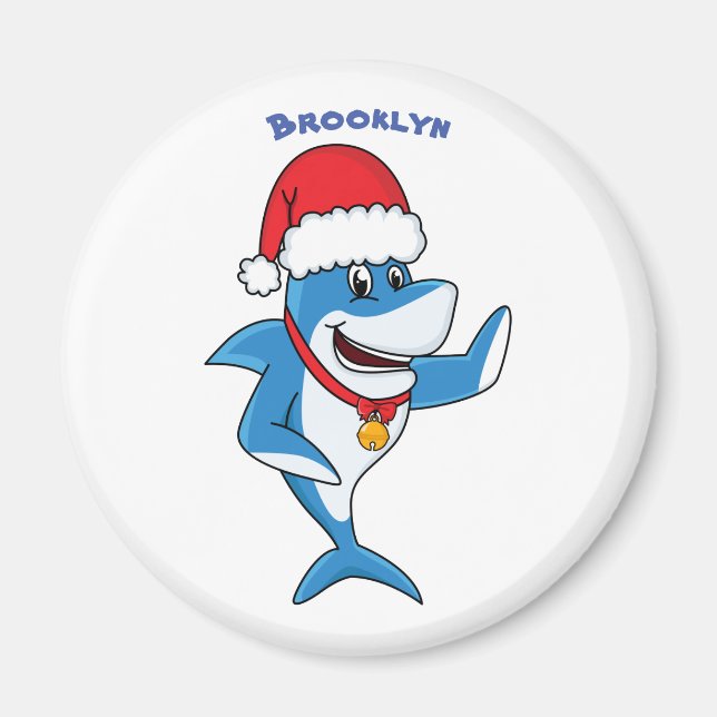 Funny Christmas shark cartoon illustration Magnet (Front)