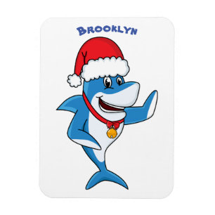 Funny Christmas shark cartoon illustration Magnet