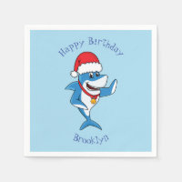 Funny Christmas shark cartoon illustration