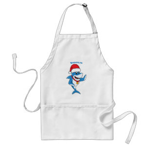 Funny Christmas shark cartoon illustration Standard Apron