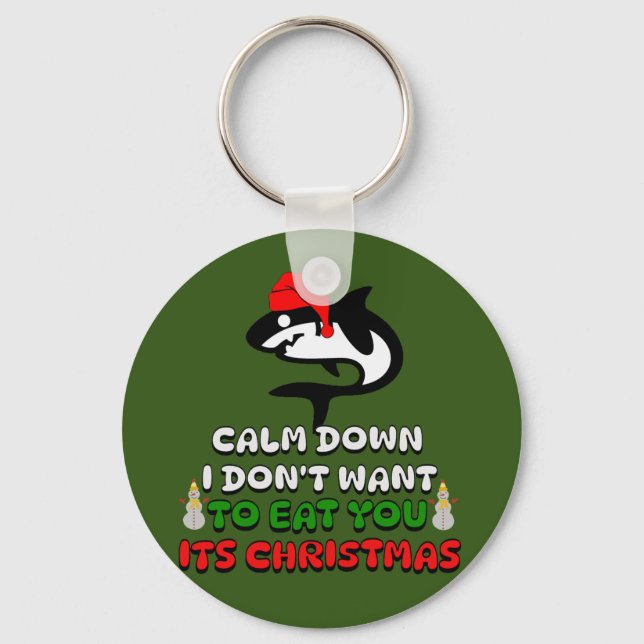 funny christmas shark cute  key ring (Front)