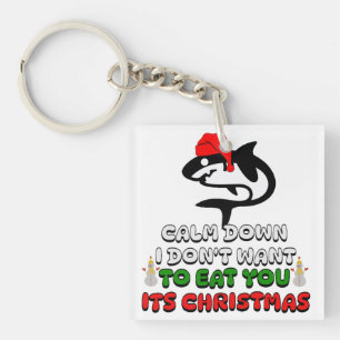 funny christmas shark cute key ring