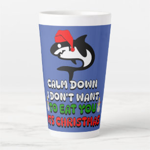 funny christmas shark cute latte mug
