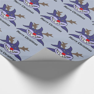 Funny Christmas Shark Reindeer Wrapping Paper