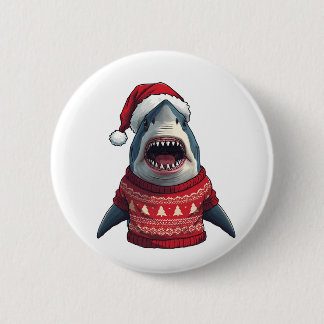 Funny Christmas Shark Ugly Sweater T-Shirt  6 Cm Round Badge